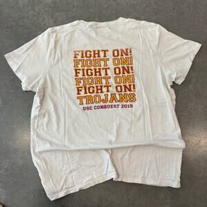 Vintage Y2K Abercrombie & Fitch USC Trojans Fight On White Graphic Tee XL